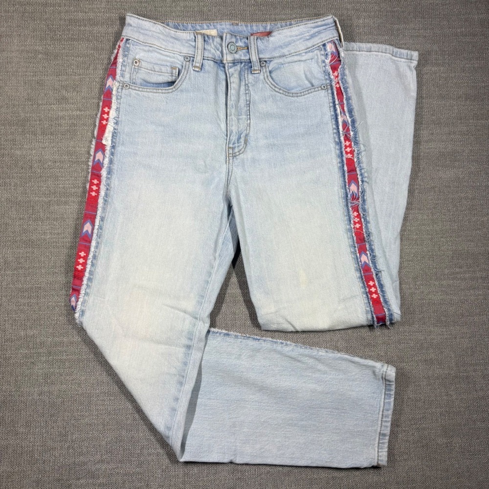 Pilcro The Vintage Straight Jeans Size 25 Embroidered Side Stripe Western